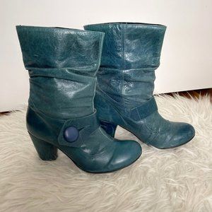VGUC Real Leather, Blue Boots Size 38 (Made in Spain)